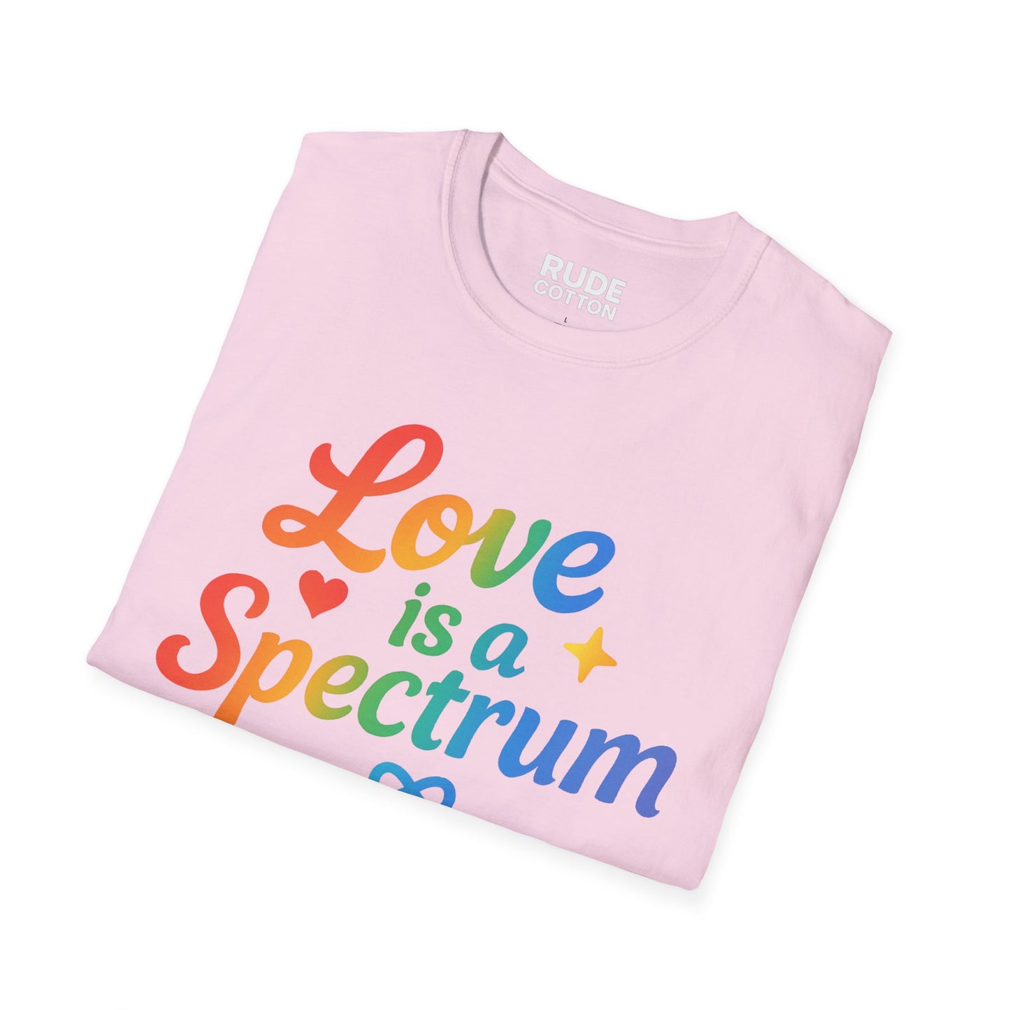 Love is a Spectrum Unisex Softstyle T-Shirt - Rainbow Heart Graphic Tee