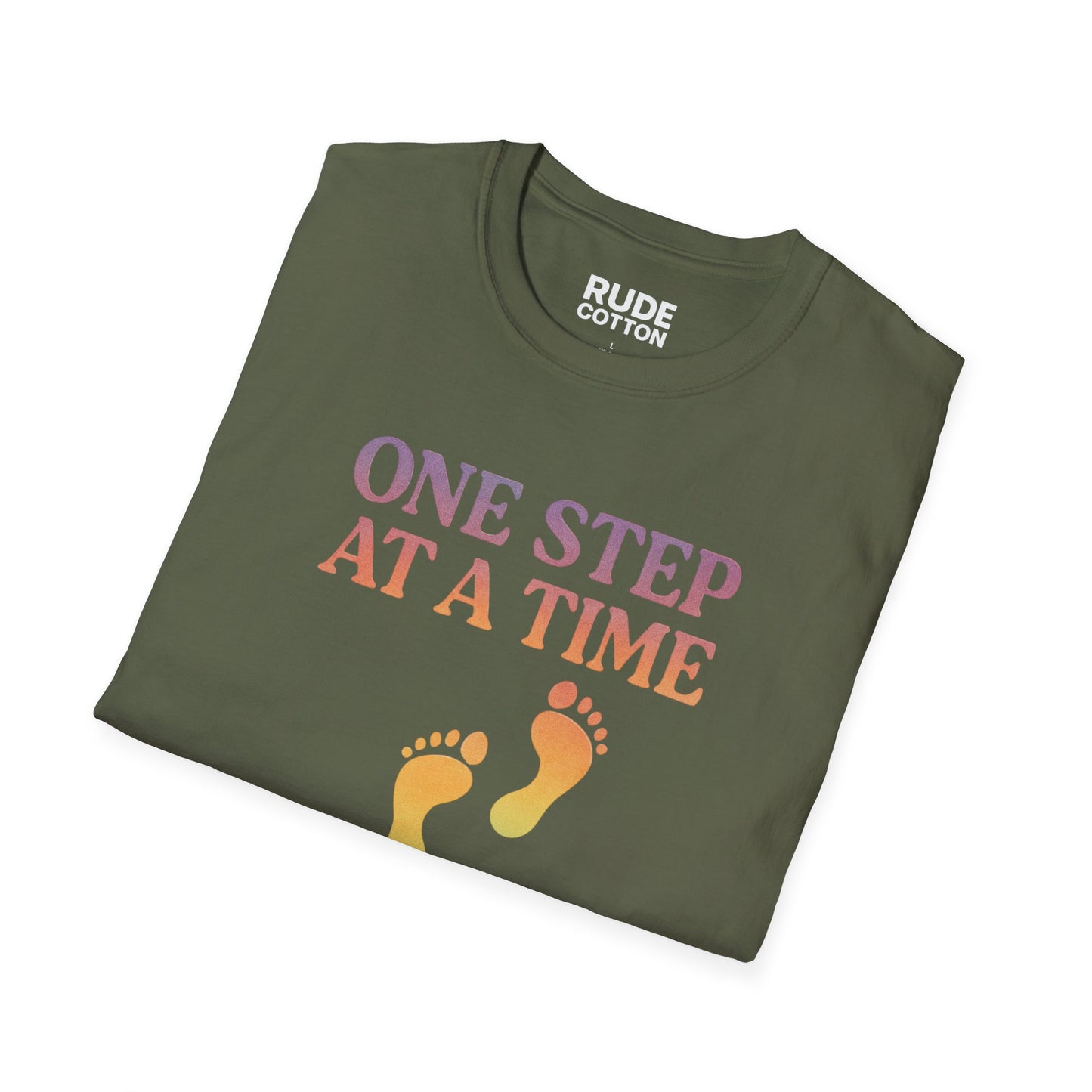 One Step at a Time Unisex Softstyle T-Shirt - Inspirational Graphic Tee