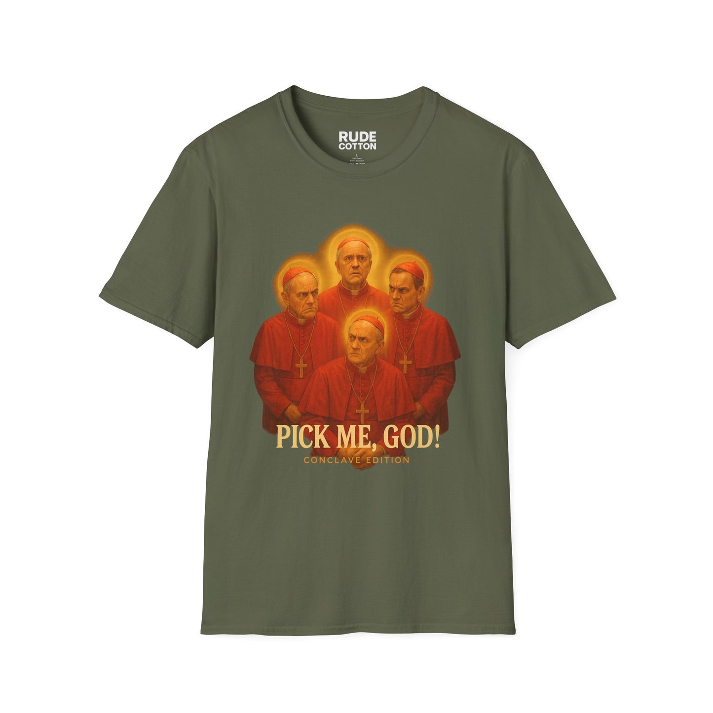 Funny Religious Unisex Softstyle T-Shirt - "Pick Me, God!"