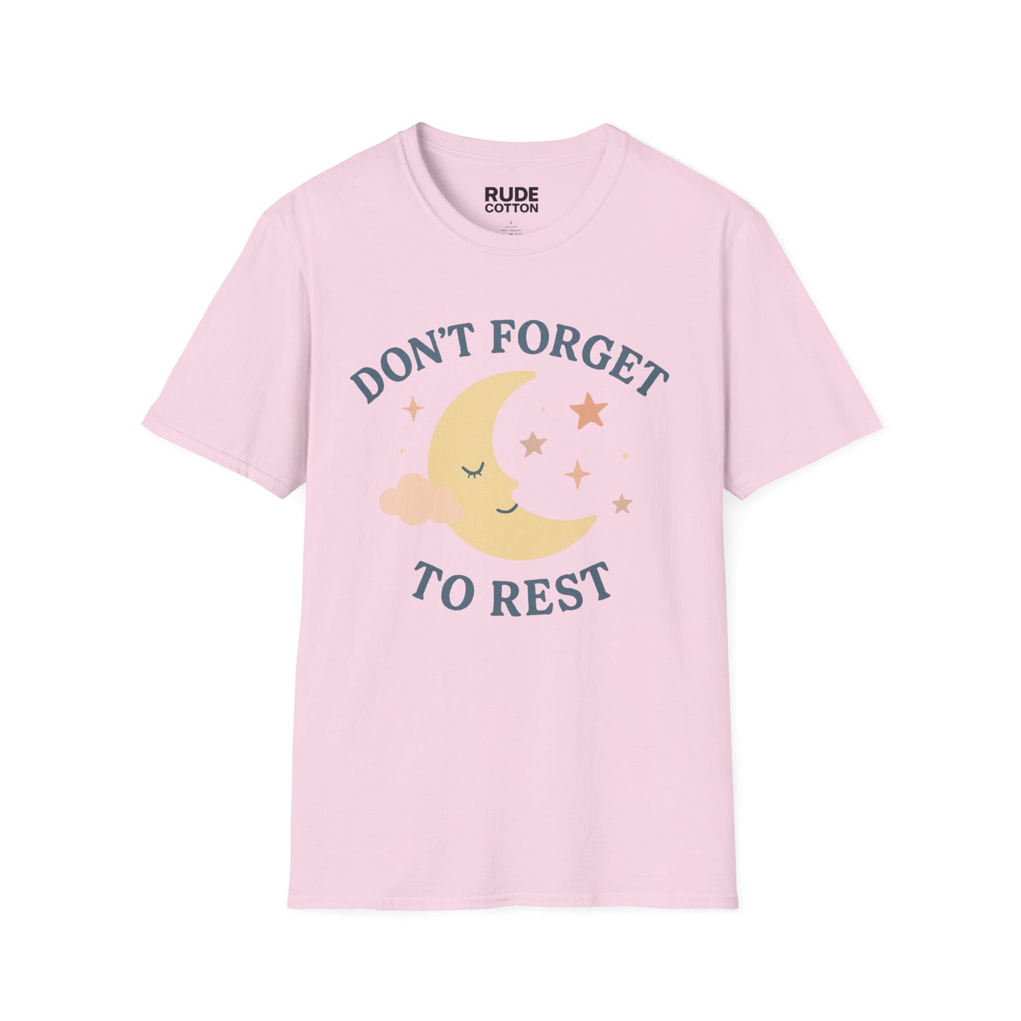 Don't Forget to Rest Unisex Softstyle T-Shirt - Relaxing Moon and Stars Design