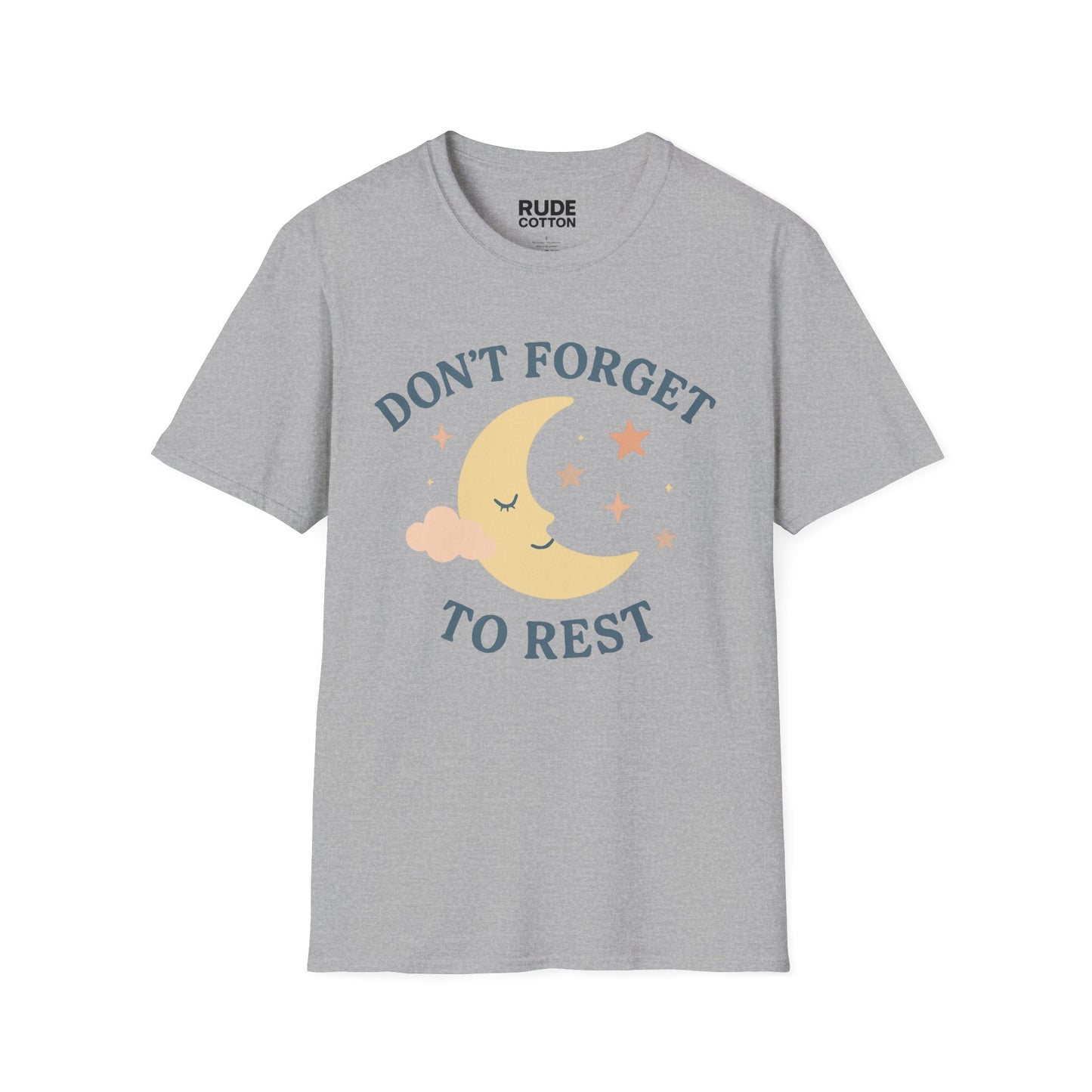 Don't Forget to Rest Unisex Softstyle T-Shirt - Relaxing Moon and Stars Design