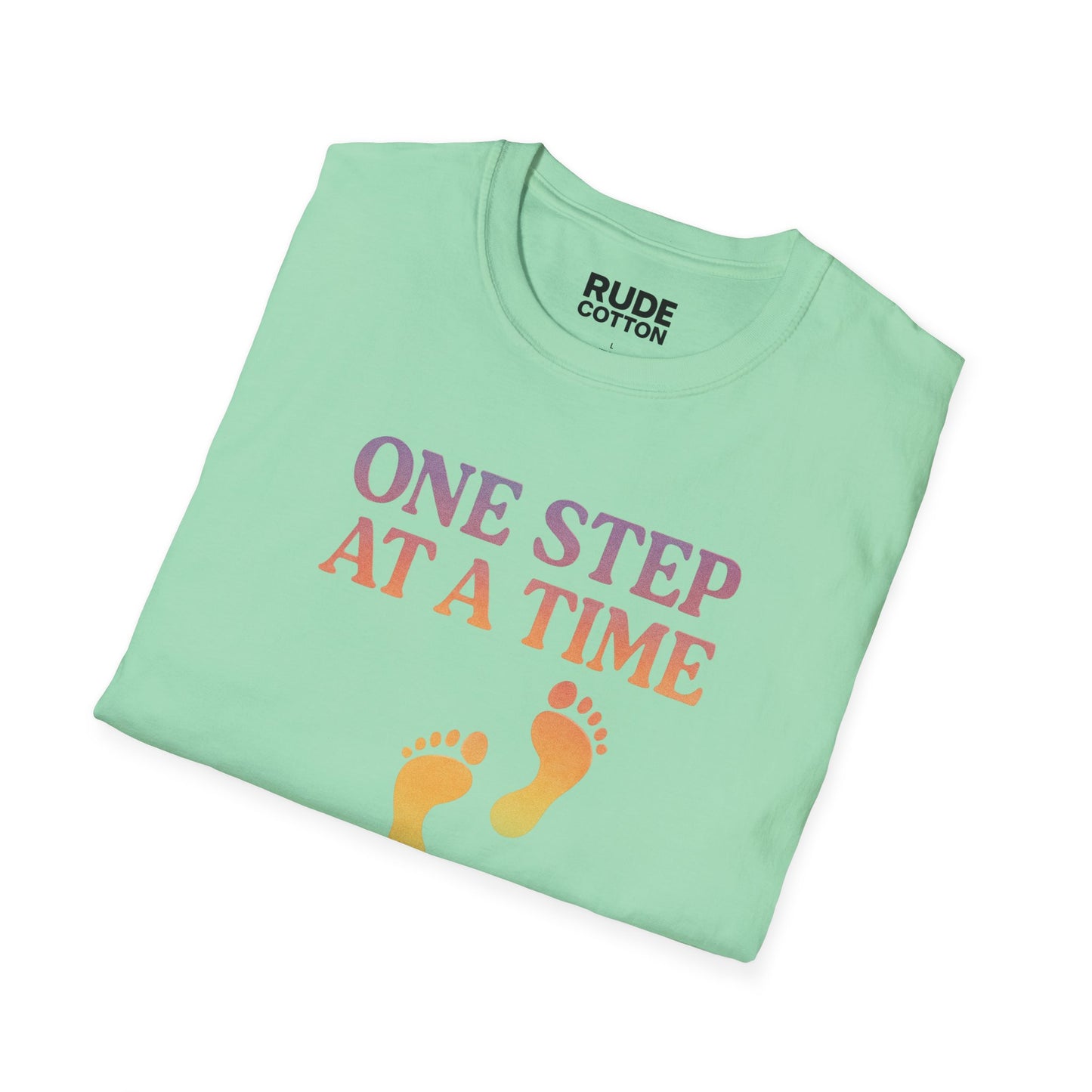 One Step at a Time Unisex Softstyle T-Shirt - Inspirational Graphic Tee