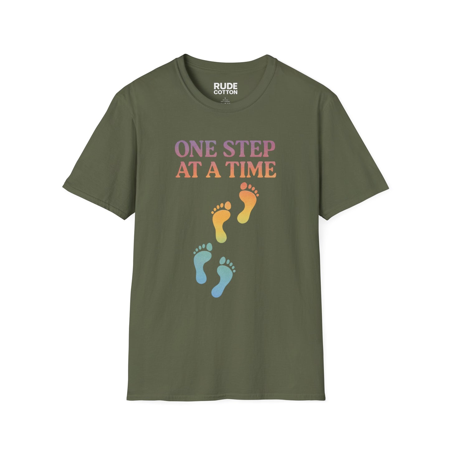One Step at a Time Unisex Softstyle T-Shirt - Inspirational Graphic Tee